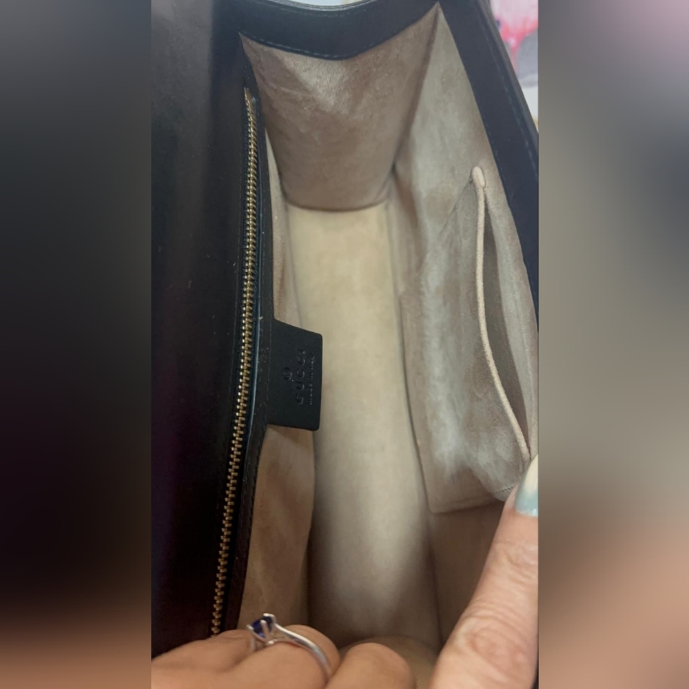 Authentic Gucci Shoulder Bag Sherry Line Black Leather - Picture 8 of 14